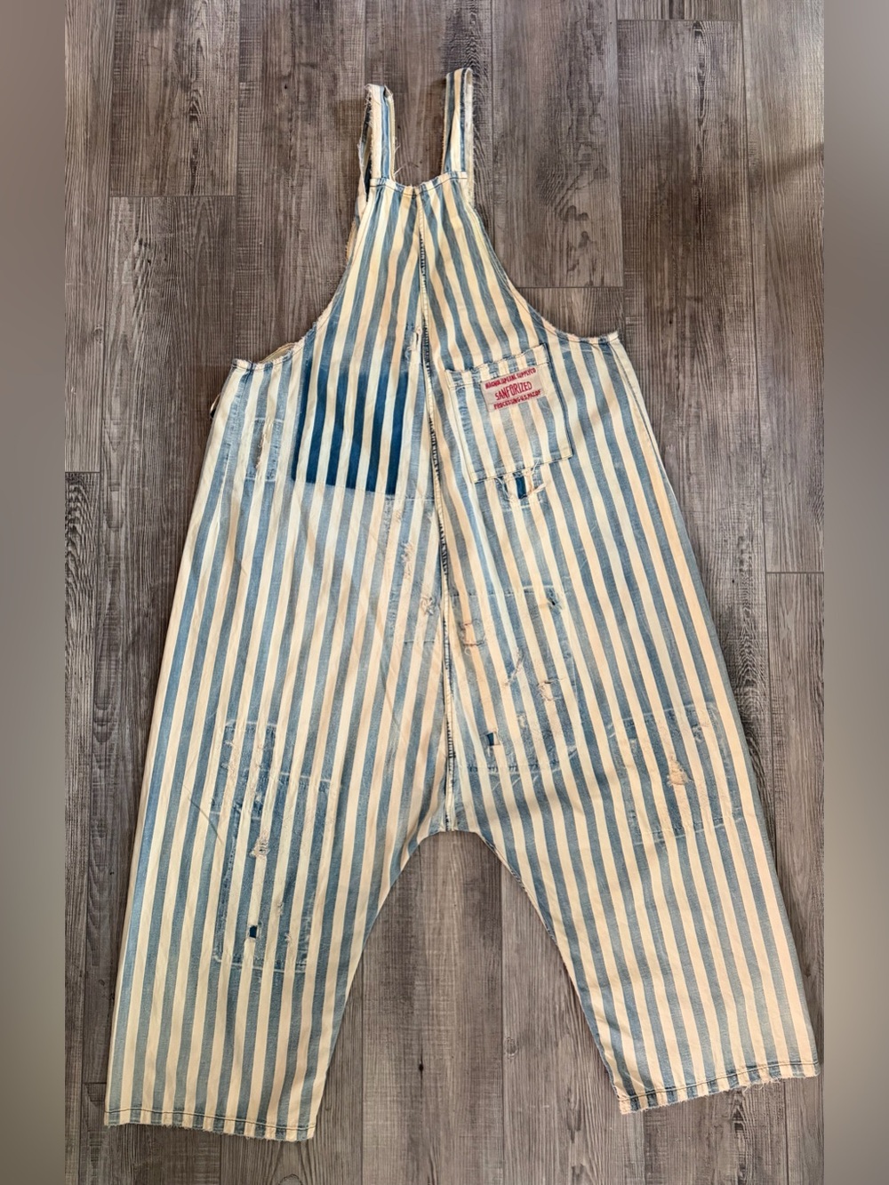 Magnolia Pearl Sanforized Distressed Big Hickory Striped Overalls